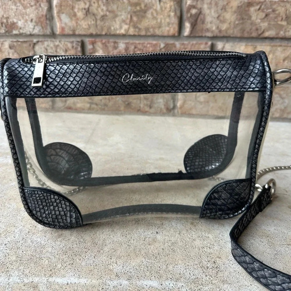 Clarity Handbag Clear Stadium Approved Crossbody Transparent Black Python Purse - Picture 1 of 15